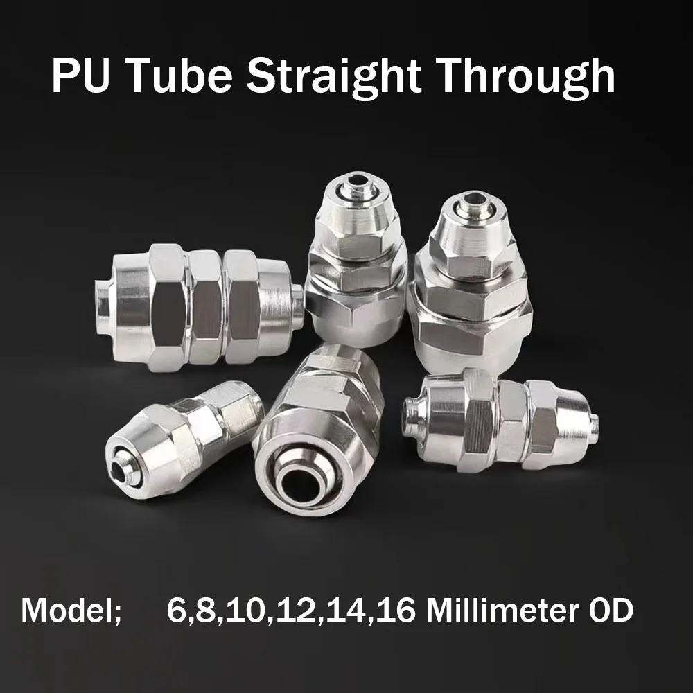 PU Pipe Joint For Air Compressor, 6.8.10.12.14.16mm Straight Through Quick Connector Suitable For Various Scenarios