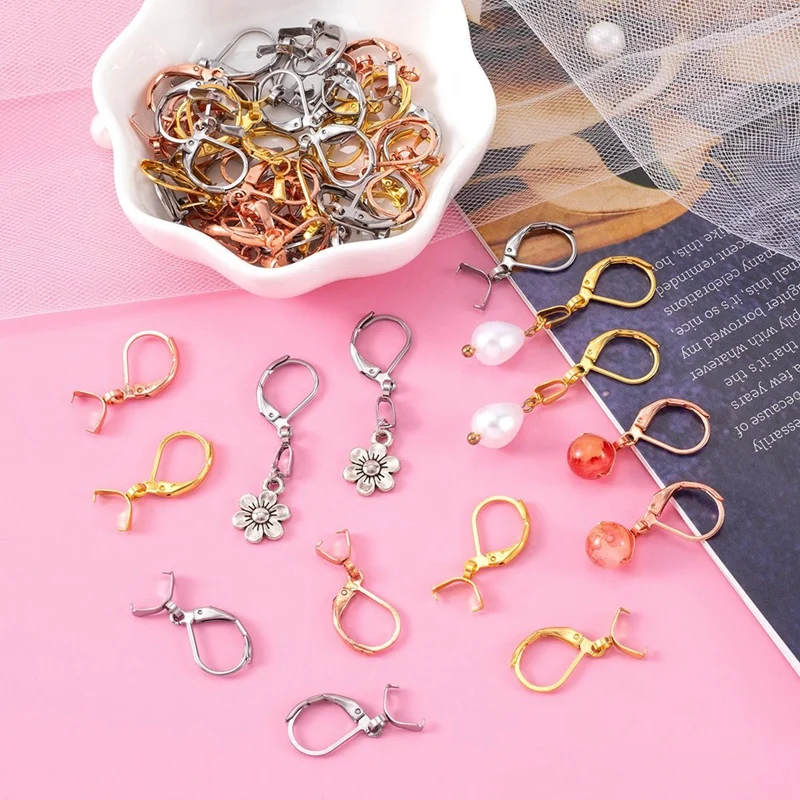 60Pcs Stainless Steel French Earring Hooks Leverback Ear Wires Hypoallergenic Pendant Clasp For DIY Jewelry Making Durable