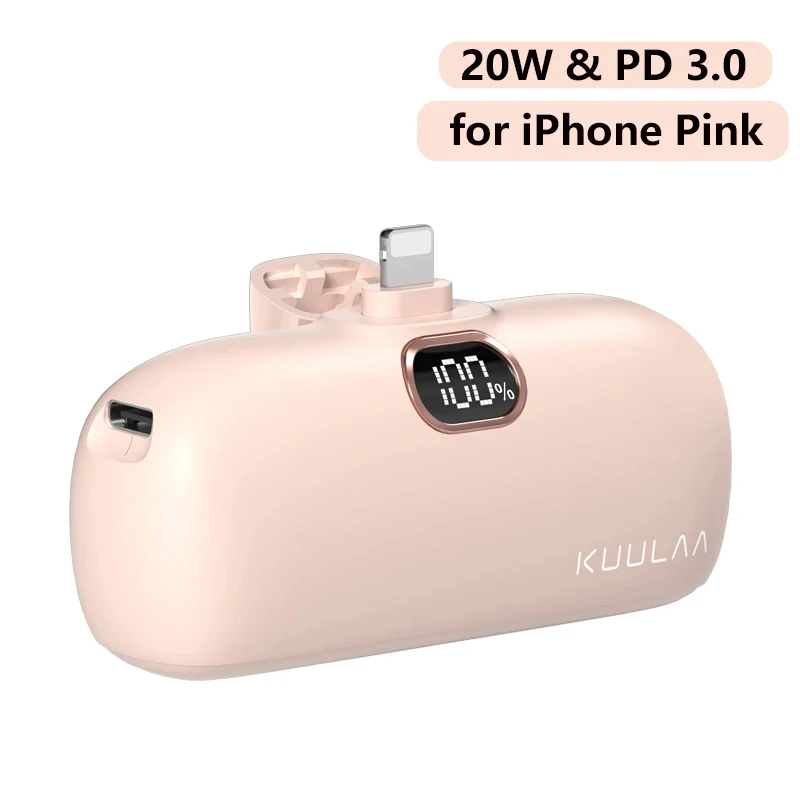 KUULAA Mini Power Bank 5000 mAh Tragbare Ladegerät PowerBank QC PD Schnelle Lade Externe Batterie Für iPhone 16 15 14 13 Xiaomi