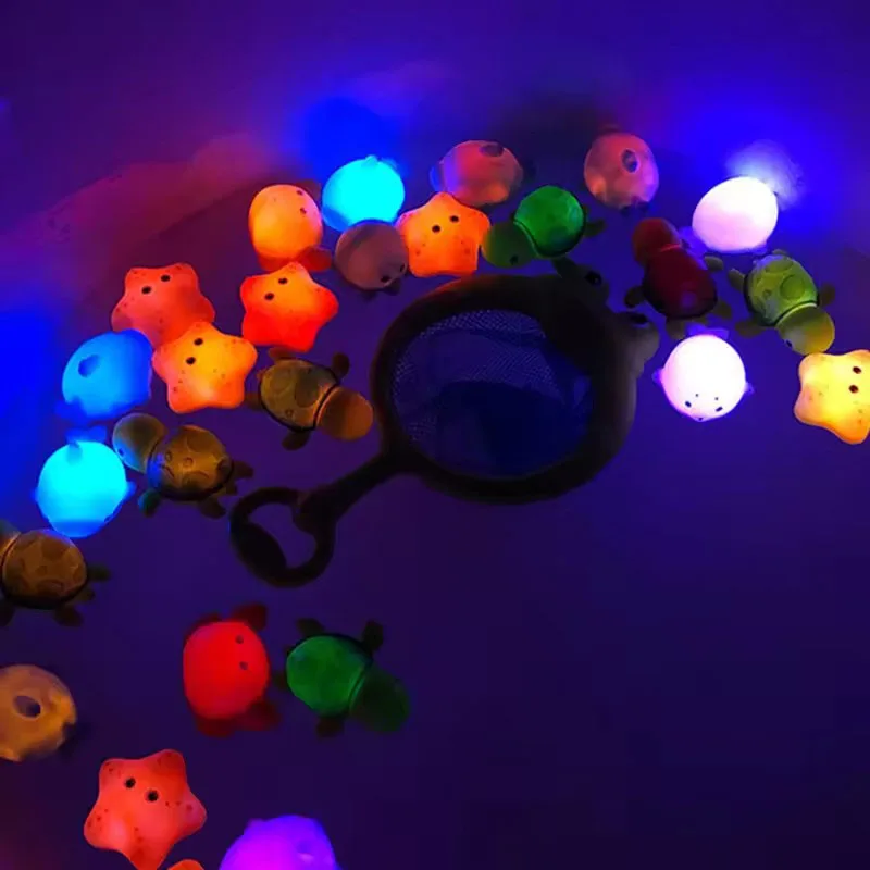 Juguete de baño de animales con luz flotante, Material de PVC seguro para niños de 3 a 5 años, perfecto para piscinas 195F, 9 Uds.