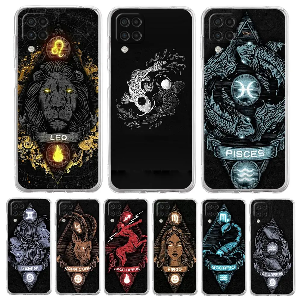 Phone Case for Samsung A13 A15 A25 A35 A51 A55 A71 A21S A12 A31 A41 A23 A53 A73 5G A03S A05s Cover Aries Leo Libra Pisces Virgo