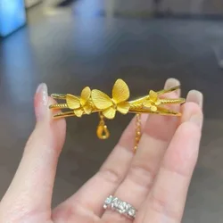 Boutique AU999 gold jewelry butterfly ladies open bracelet light luxury exquisite hand jewelry 24K pure gold jewelry gift