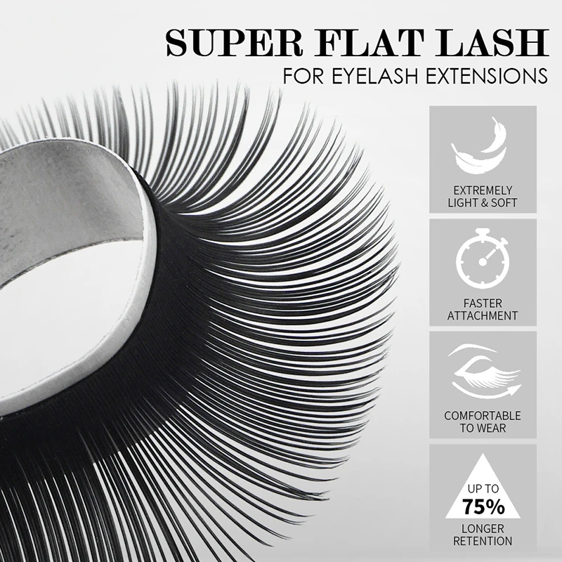 Dassen Flat Lashes Extensions for Professionals Flat Lashes Split Tips Professional Soft Flat Lashes C/D Curly