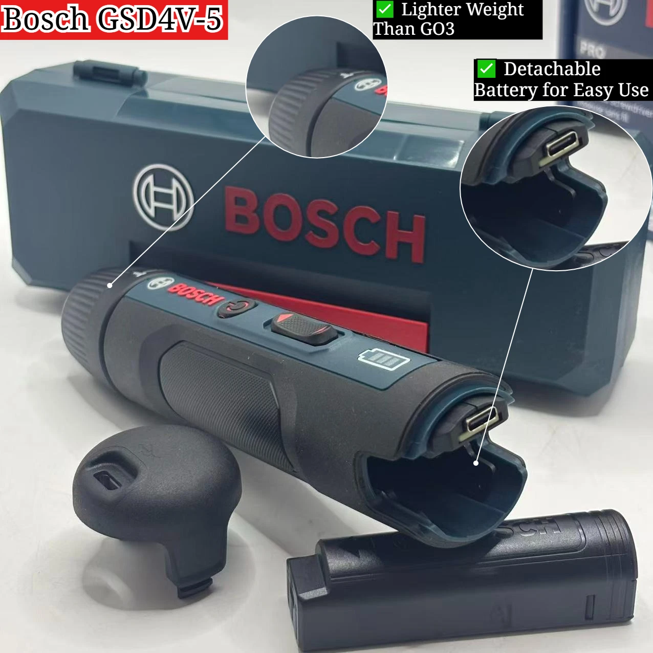 Bosch GSD4V-5 3.6V Electric Screwdriver, 5Nm/2.5Nm Torque, 1/4 Inch Hex Chuck, 280-363RPM for Wood and Common Material Fastening