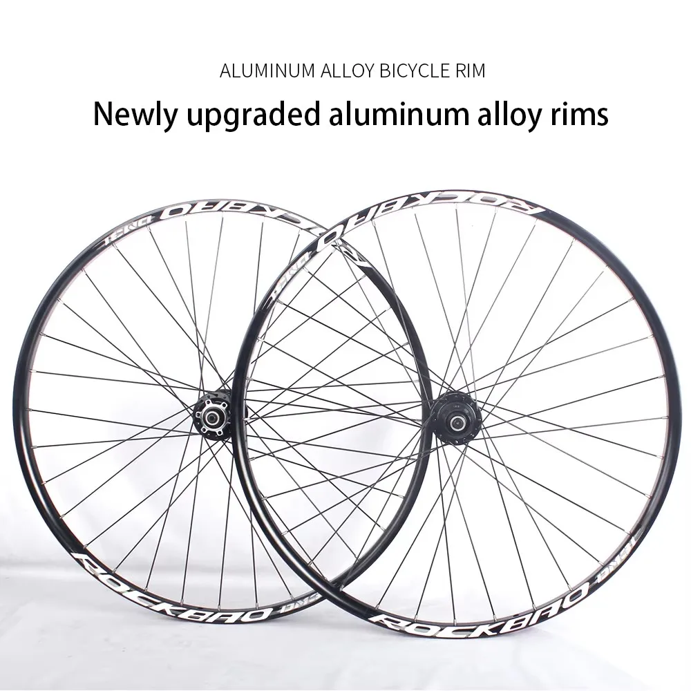 Image of ROCKBAO Mountainbike-Laufradsatz, 26 27,5 Zoll, Scheibenbremse, Aluminiumlegierung, 4 Lager, 7–12 Gänge, 29er QR/Steckachse, AM MTB-Fahrrad