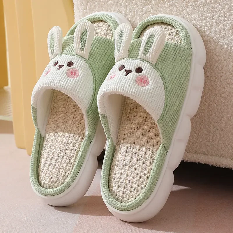 Breathable Non-slip Four Season Linen Women's Slippers, Home Cotton House Deodorant Light Mop