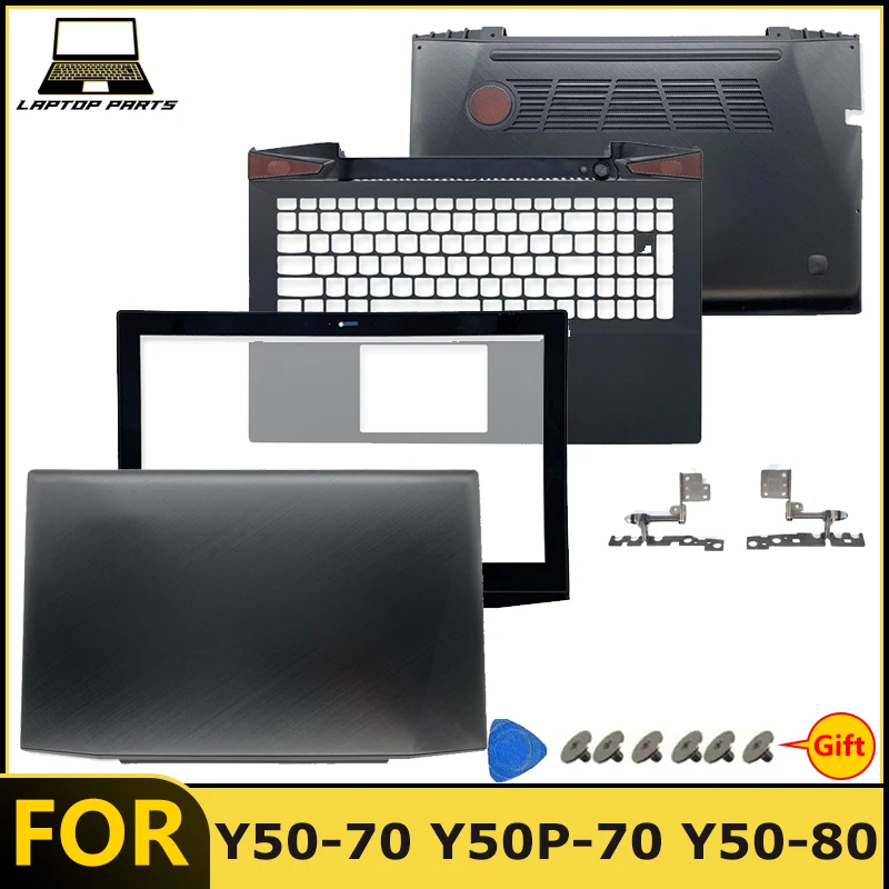 NEW For Y50-70 Y50P-70 Y50-80 Laptop LCD Back Cover Front Bezel Palm Rest Bottom Case Hinges/\Top Shell Regular /Touch Version