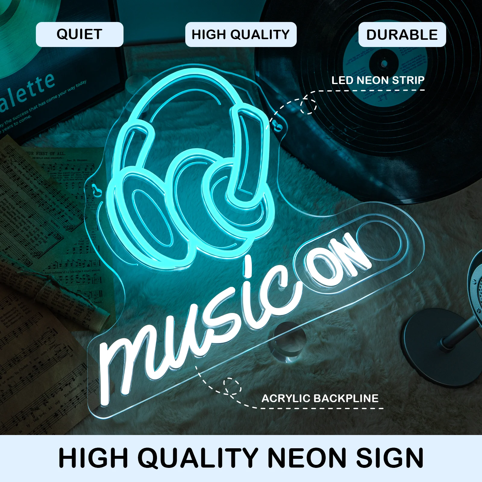   Musica su insegna al neon Decorazione da parete a LED ritmica per studi DJ Camere musicali Configurazioni giocatori Alimentate tramite USB con luminosità regolabile