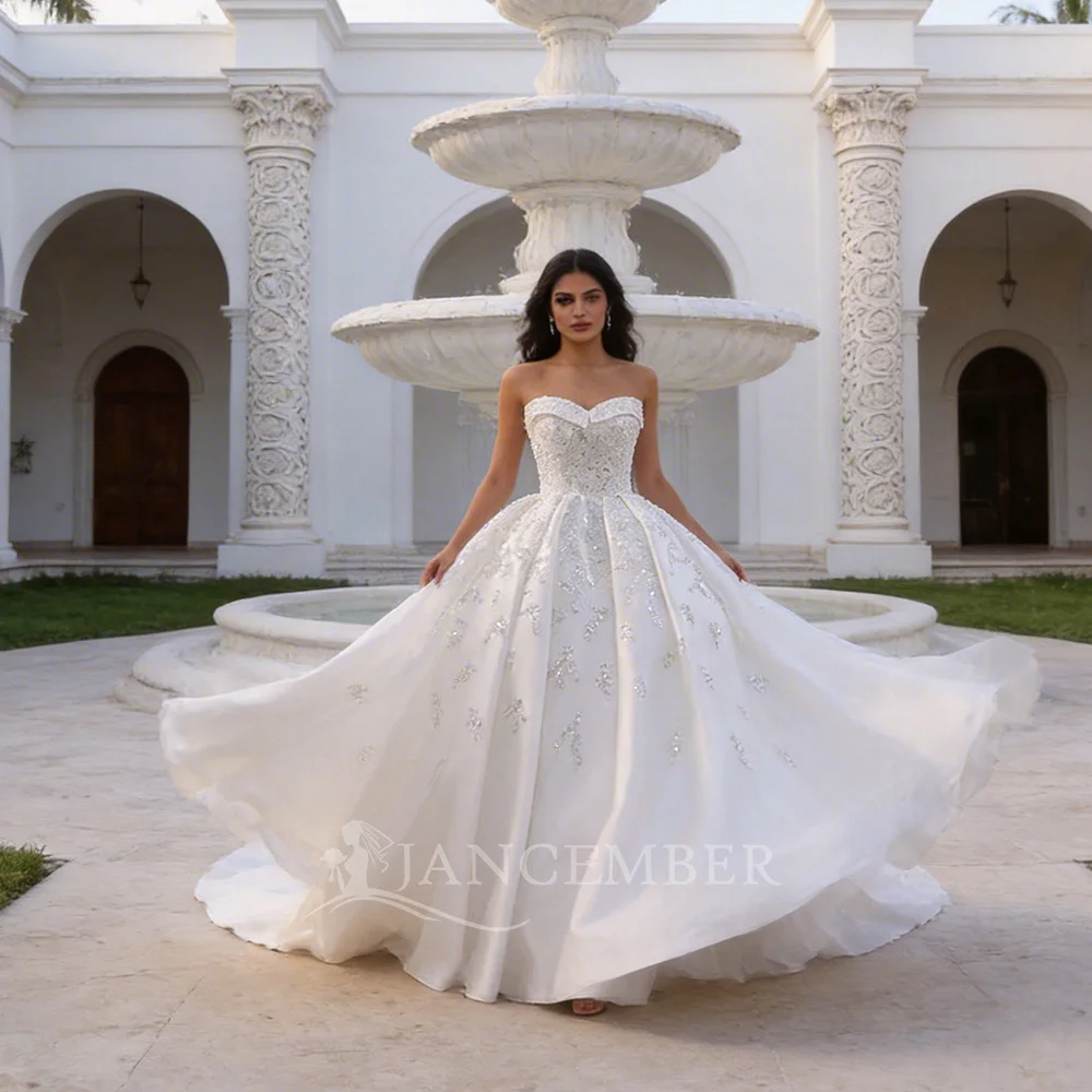 

Потрясающие свадебные платья по выгодной цене для женщин: индивидуальный пошив, органза, длина в пол, атлас, без бретелек, на шнуровке, Robe De Mariée