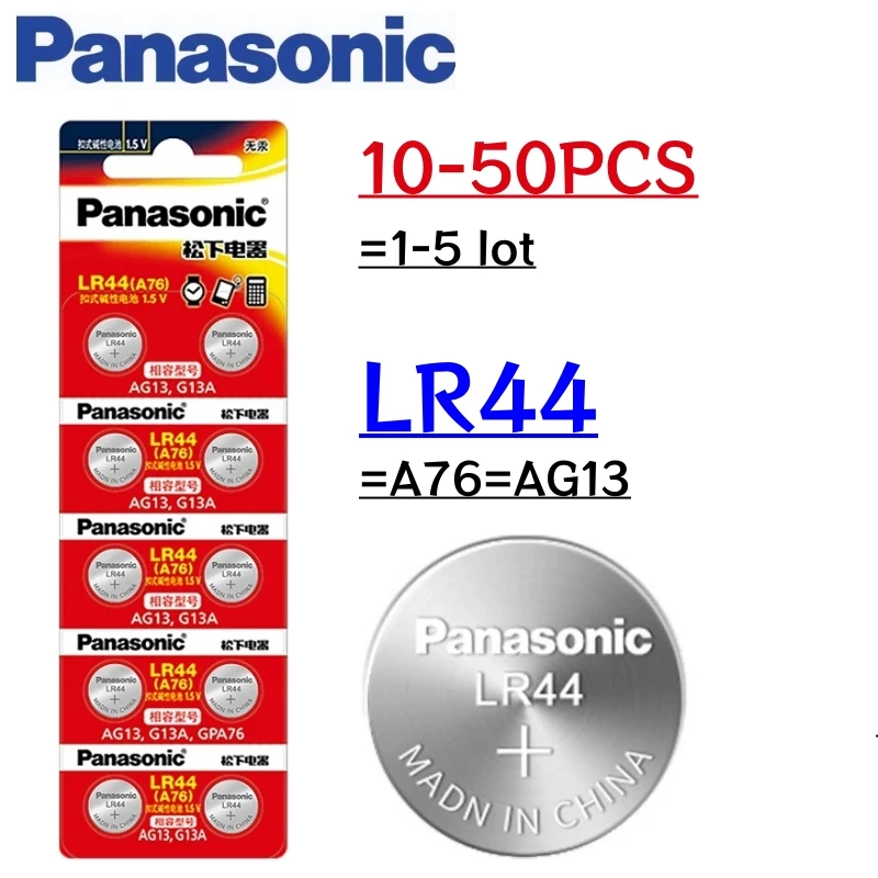 10-50 piezas originales Panasonic A76 LR44 AG13 357 SR1154 LR1154 SR44 LR 44 pilas alcalinas para calculadora juguete botón remoto
