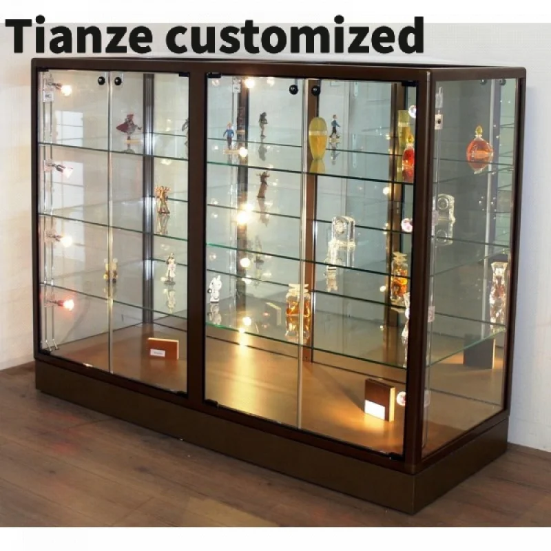 

Customized-Cheap Aluminum Frame Display Cabinet Boutique Lockable Glass Showcase Display with Light