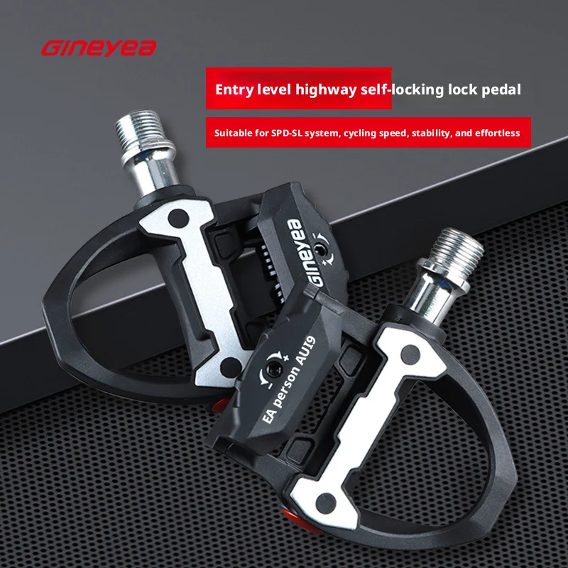 Gineyea Road Bicycle SPD Clipless Pedals Nylon Bearing Self-Locking Bike Pedals with Cleats Professional Cycling Racing Footrest