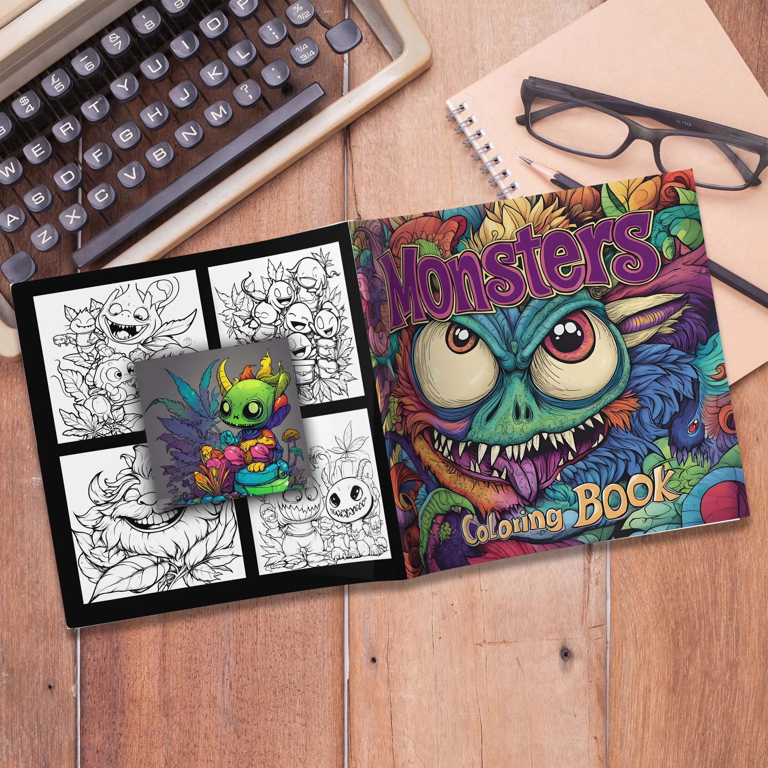 1pc Monster Art Libro da colorare 24 pagine Libro illustrato per adulti Kill Time Graffiti Pittura Disegno Regalo per le vacanze di compleanno ﻿