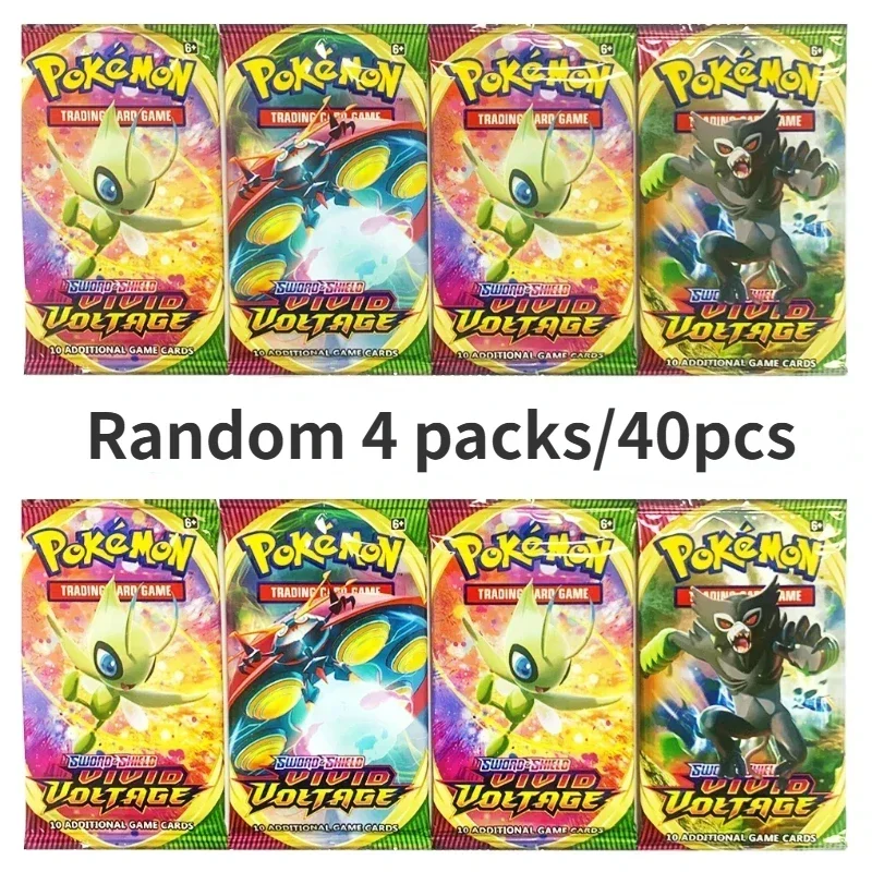 Random 40/80PCS Pokemon Cards Deck Box Pikachu English Party Games Tabletop Matchmaking Card Set Pokemon Cards\' Album Kids Toys