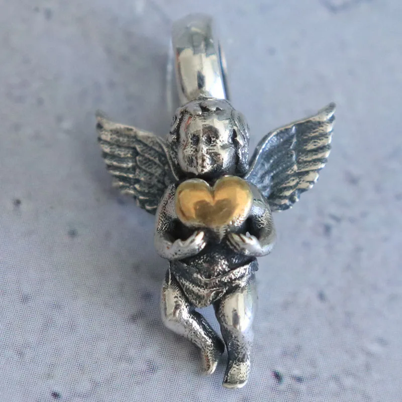 3g 3D Cupid St Valentine Angel Love Charm Heart Pendant Customized 925 SOLID STERLING Silver High Trendy