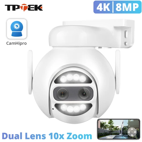 Cámara IP de 8MP 4K Wifi PTZ lente Dual 2,8mm 8mm 4MP 2K vigilancia en exterior seguridad vídeo CCTV 10x Zoom Digital cámara CamHipro