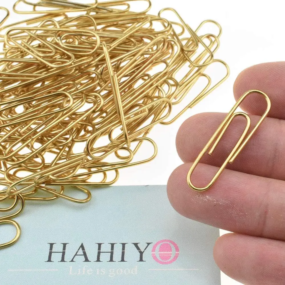 

1.3" (33mm) Gold Vinyl Coated Paper Clips, 120 Pack - Rust Proof, Non-Scratch, Sturdy for Office School Home