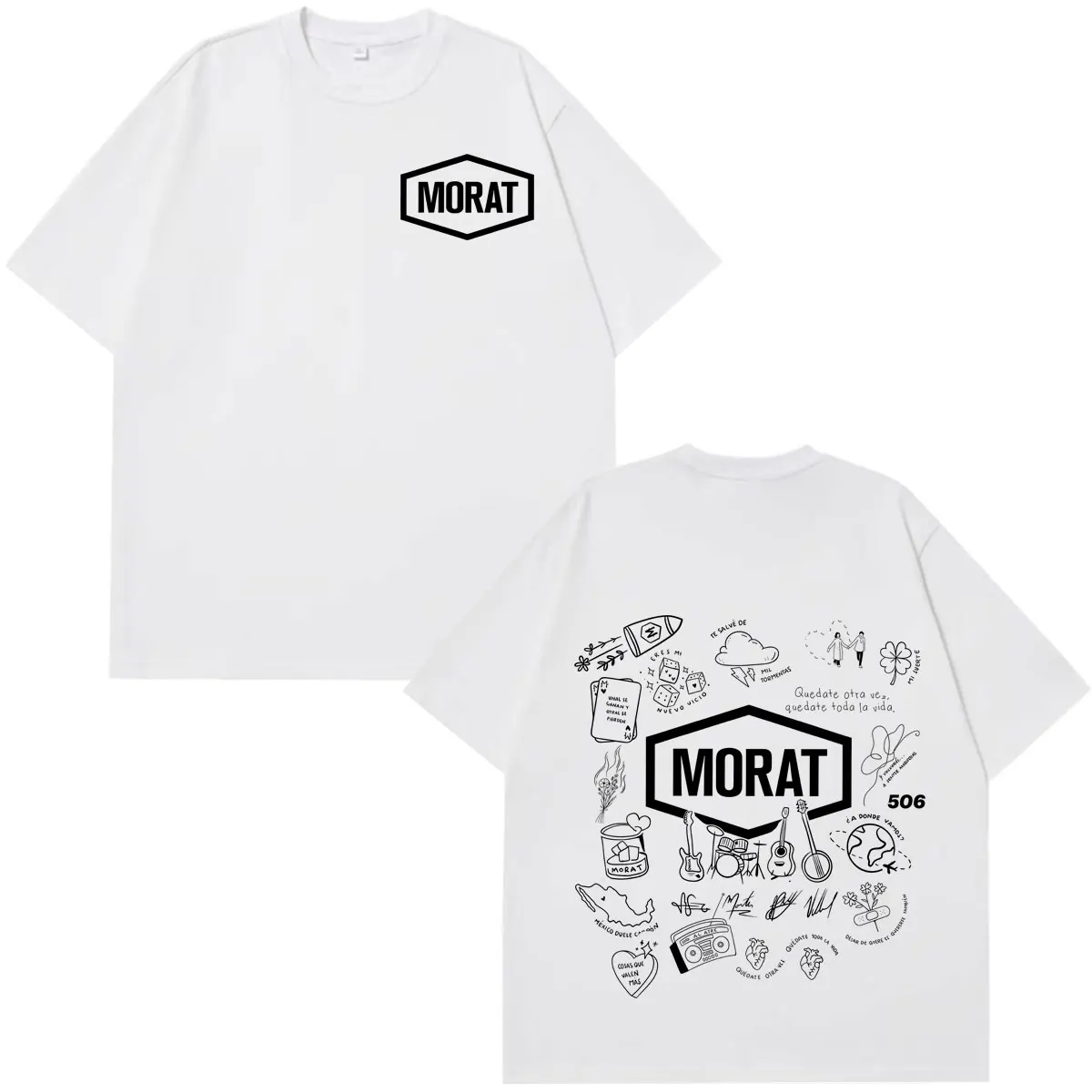 Band Morat World Tour Album 2026 Print T-Shirt für Männer und Frauen, Modische T-Shirts, Kurzarm, Locker, Lässig, Baumwolle, Oversized T-Shirts – Detail 5
