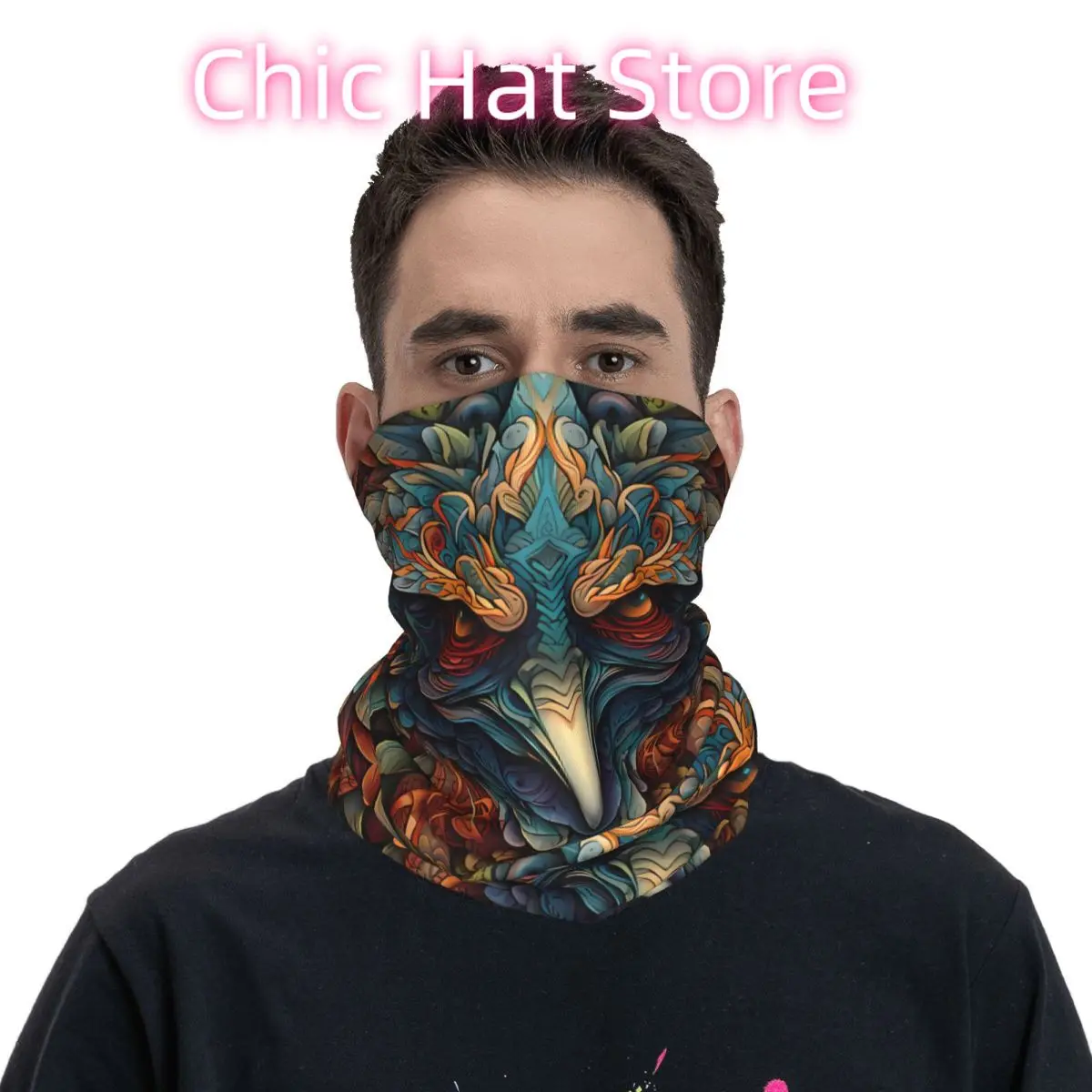 Indian Feathers Scarf Neckerchief Neck Face Mask Polyester