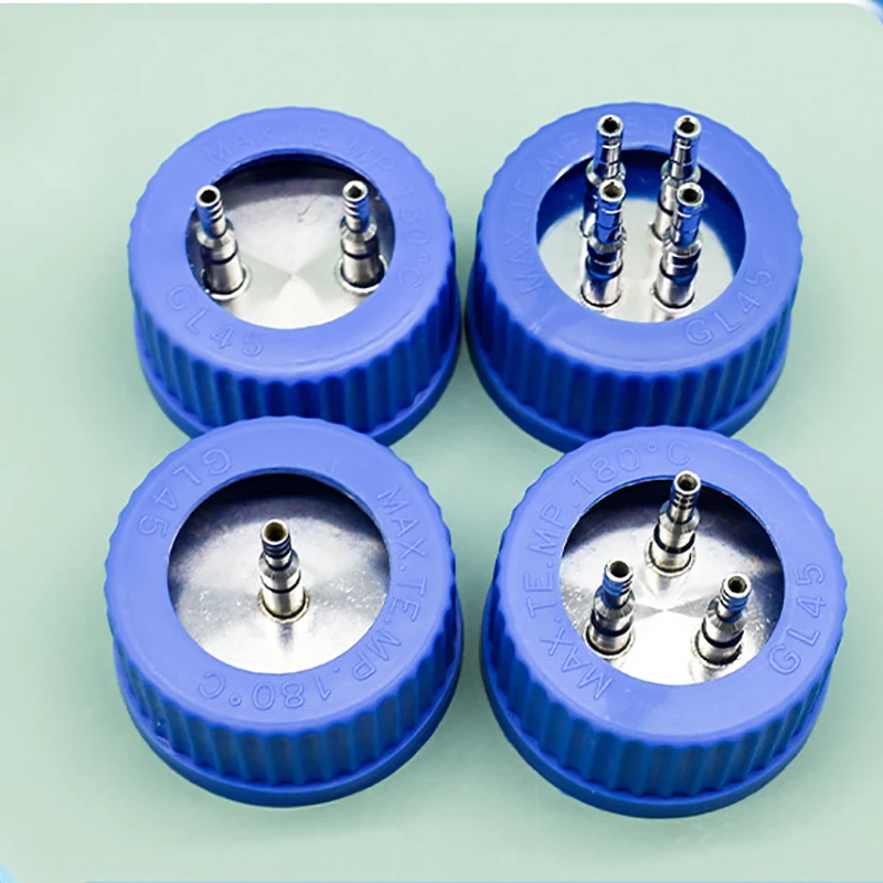 

GL45 feeding cap fermentation bottle reactor feeding bottle cap stainless steel plastic hole one-two-three-four-way cap