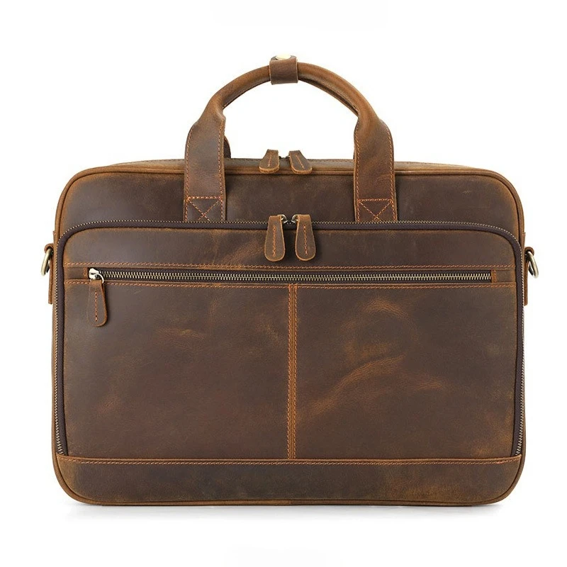 Men's Leather Briefcase Multi-Functional Large Capacity Convertible Shoulder Bag Business Laptop Work