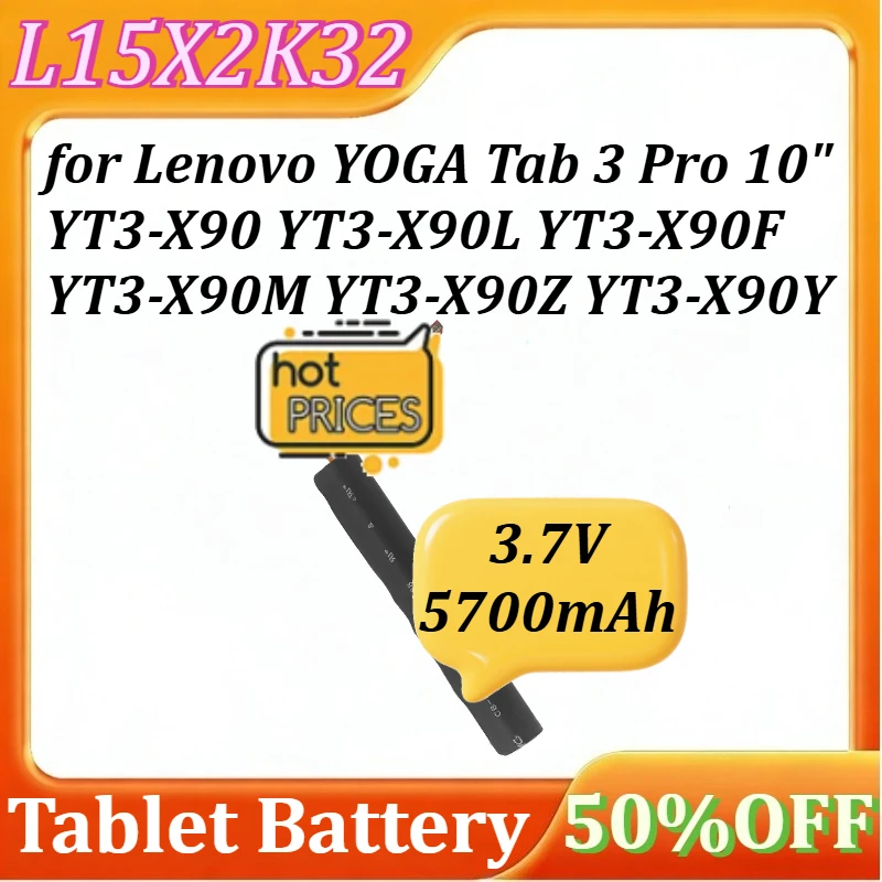 

Новый аккумулятор L15X2K32 для планшета Lenovo YOGA Tab 3 Pro 10" YT3-X90 YT3-X90L YT3-X90F YT3-X90M YT3-X90Z YT3-X90Y 3.7V 5700mAh