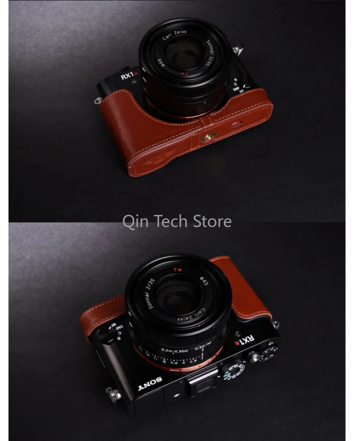 Tas pelindung kamera kulit asli asli penutup casing pegangan dasar sabuk bahu tali leher untuk Sony RX1R ii RX1R2 RX1RII