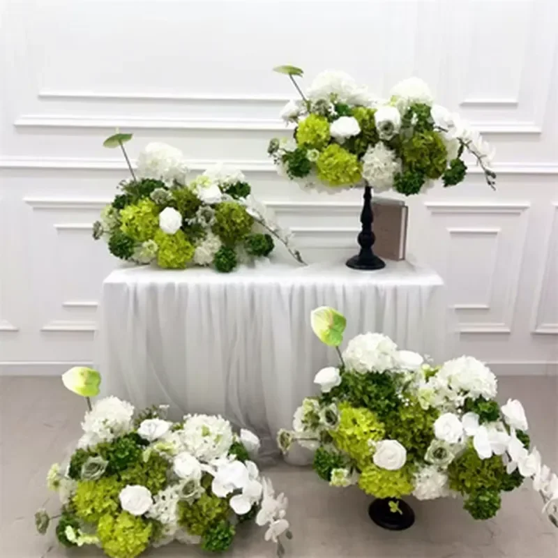 Muwei Large Handcrafted Fabric Flower Ball Artificial Mixed Floral Arrangement Vase Display for Wedding Party Decor