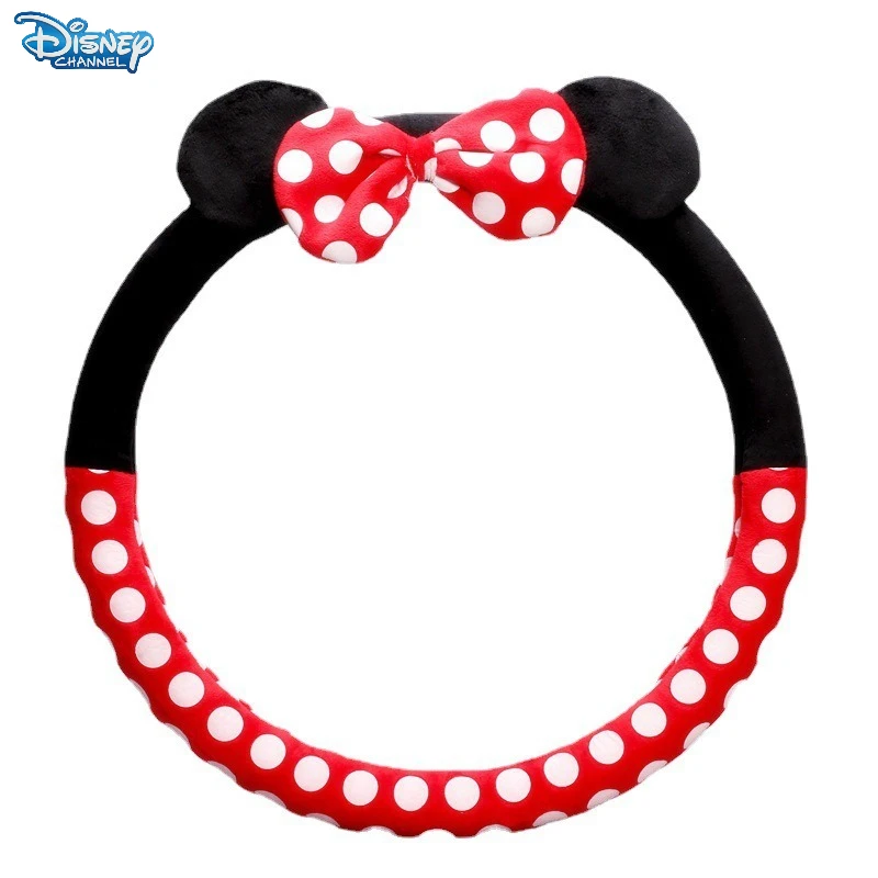 Disney mickey mouse capa de volante de pelúcia kawaii anime dos desenhos animados impresso bordado acessórios alça do carro luvas presente