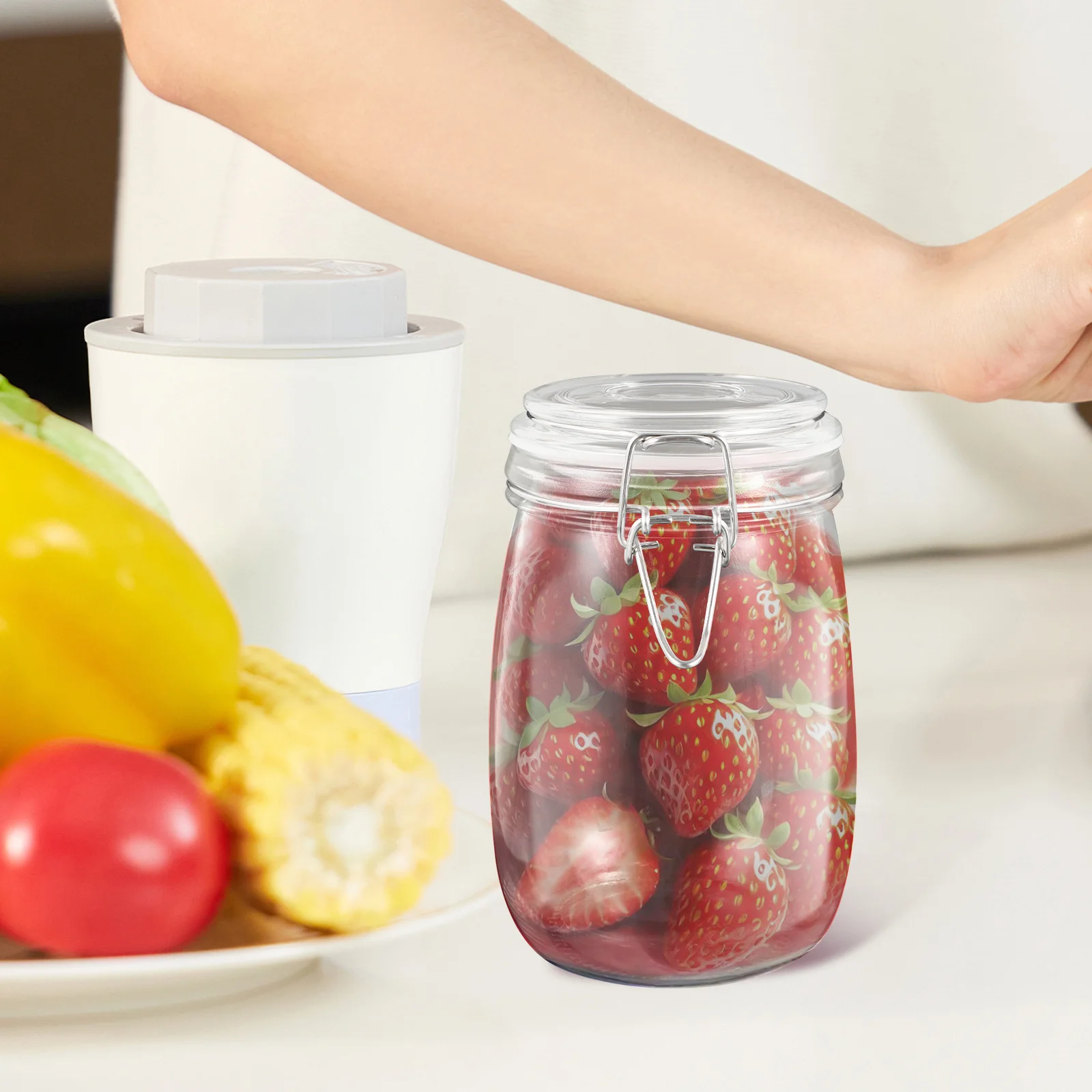 

Alipis 1pc Glass Food Container Sealed Jar for Honey Cereal Storage Transparent Empty Bottle Buffet Kitchen Organizer