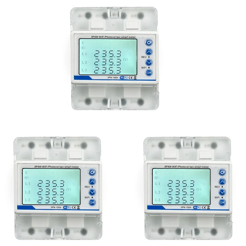 ABKQ-3X 3 Phase 380V 100A Tuya Wifi Smart Bi-Directional Kwh Meter Over Under Voltage Protector Relay Switch Current Limit