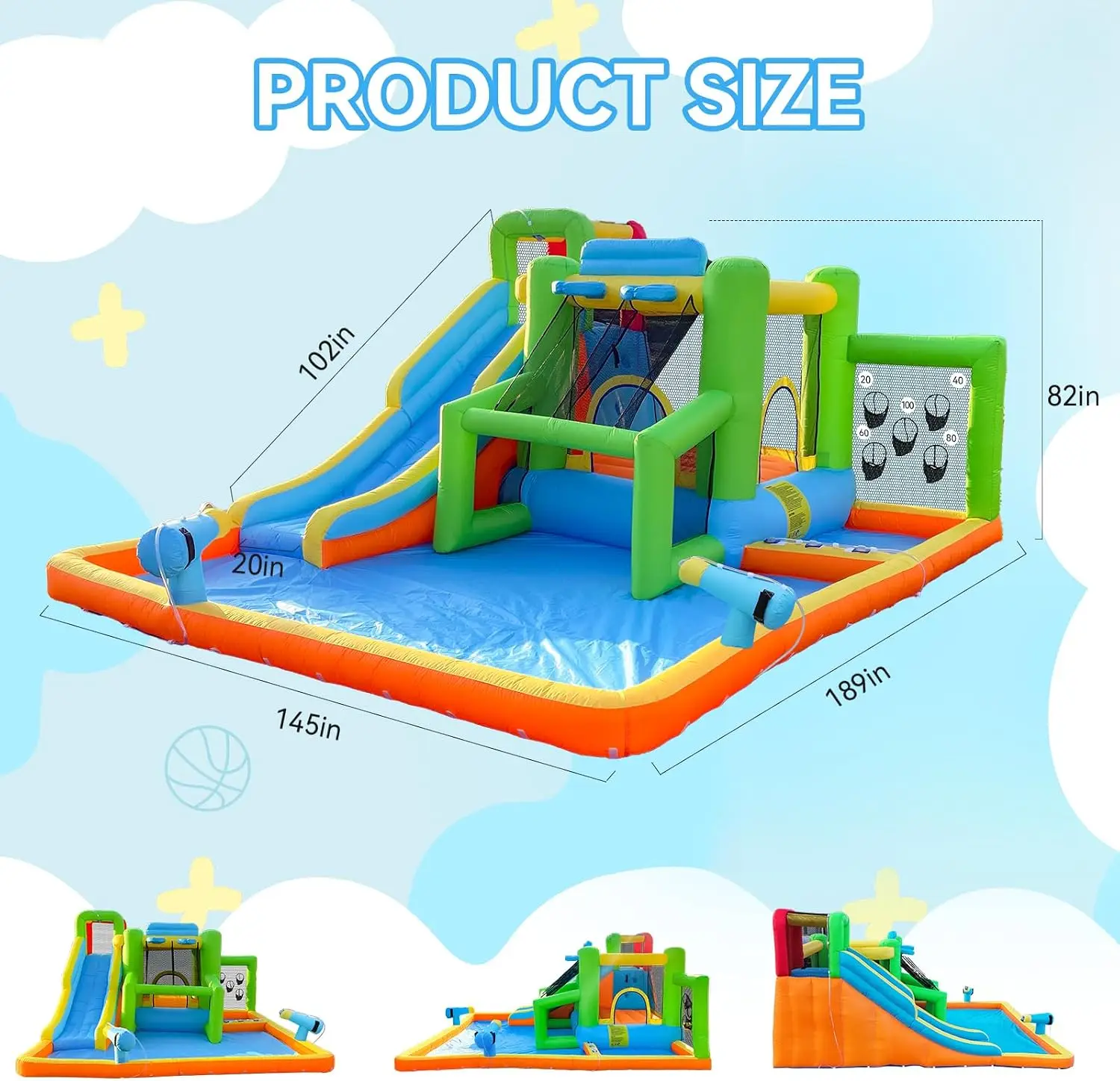 FBSPORT Inflatable Bounce House Water Slide, Bounce House for Kids Indoor Outdoor Bouncy House with 550W Blower, Bounce Castle w view 4