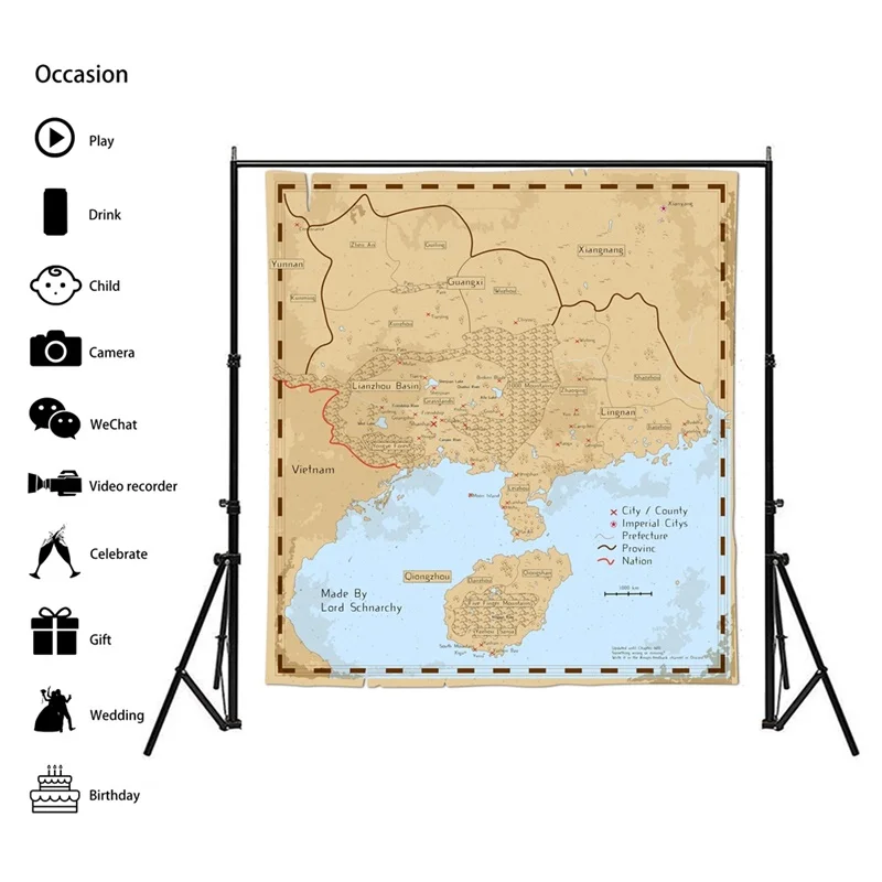 60 * 60 cm Retro Map Dekoracyjne plakaty i druki Studium / salon Pokój Sztuka ścienna Obrazy na płótnie Dekoracja domu