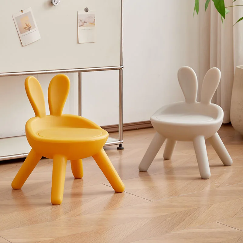 Cute Rabbit Shaped Children's Backrest Chair Baby Plastic Backrest Chair Kindergarten Indoor Small Stool Shoe Changing Stool