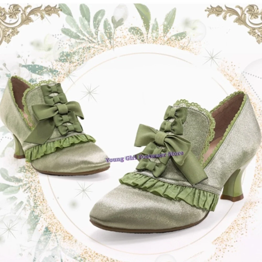 

Lace Bow Pink Women's Shoes Fashion Single Shoes Asakuchi Women's Shoes Cute All-Match High Heel Pointed Autumn New Models