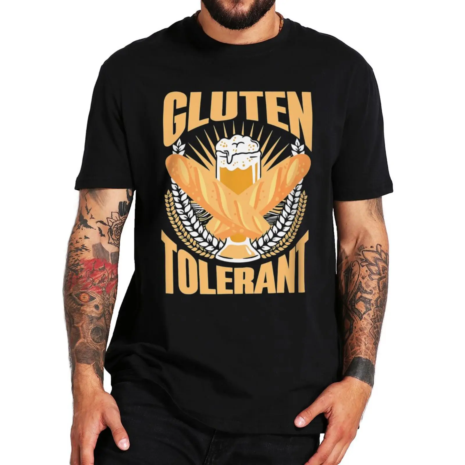 Male tshirt Gluten Tolerant T Shirt Retro Sarcastic Humour Beer Drinking Meme Tops Summer Cotton Unisex Breathable T-shirts