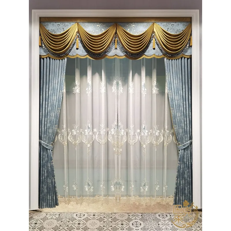 European curtain living room luxury atmosphere villa American bedroom French luxury Chinese finished product light luxury new Ch