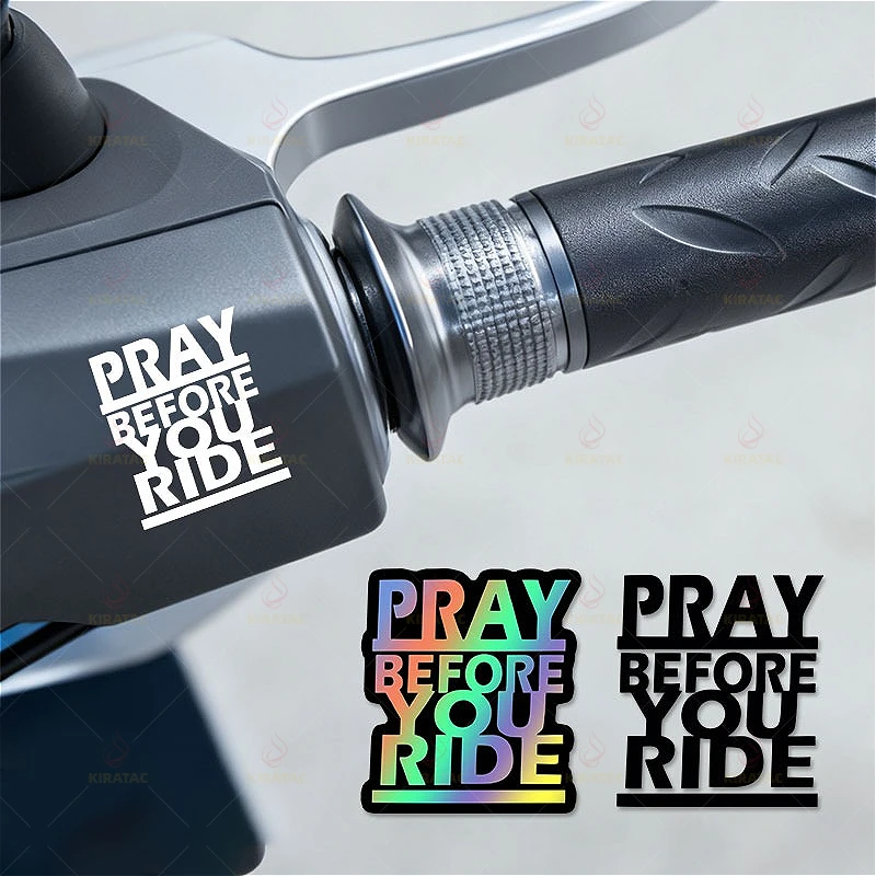 

4PCS/SET PRAY BEFORE YOU RIDE Sticker Multiple Styles (White/Holographic/Black) Adhesive Decal for Bike Handlebar Decorative