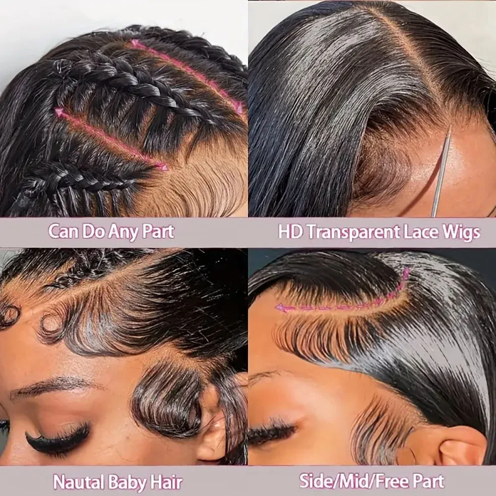 13x4 ตรงโปร่งใส 30 นิ้วลูกไม้ด้านหน้าวิกผมผมมนุษย์ Pre Plucked 220% ความหนาแน่นธรรมชาติสีวิกผมลูกไม้ด้านหน้าด้านหน้าสําหรับผู้หญิง 1B