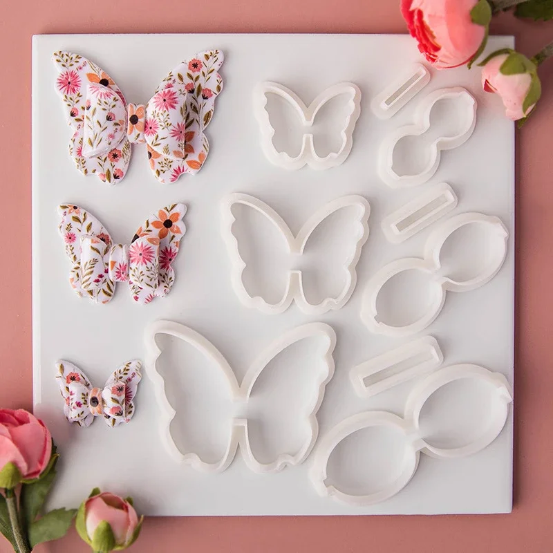 3Pcs/Set Exquisite Bow Series Butterfly Shaped 3D Bowknot Polymer Clay Cutters for DIY Earrings Miniature Handmade Model Tools