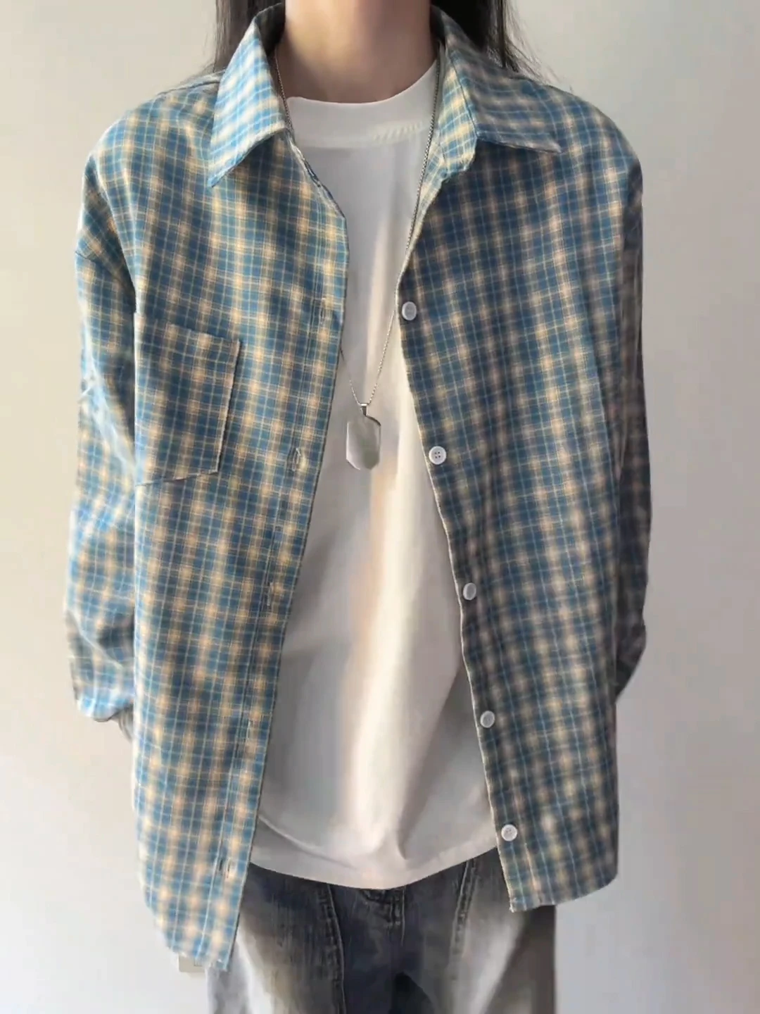 

Cleanfit Plaid Long Sve irt Мужская одежда ранней осени Верхняя одежда для пар в американском стиле ретро Молодежная мода