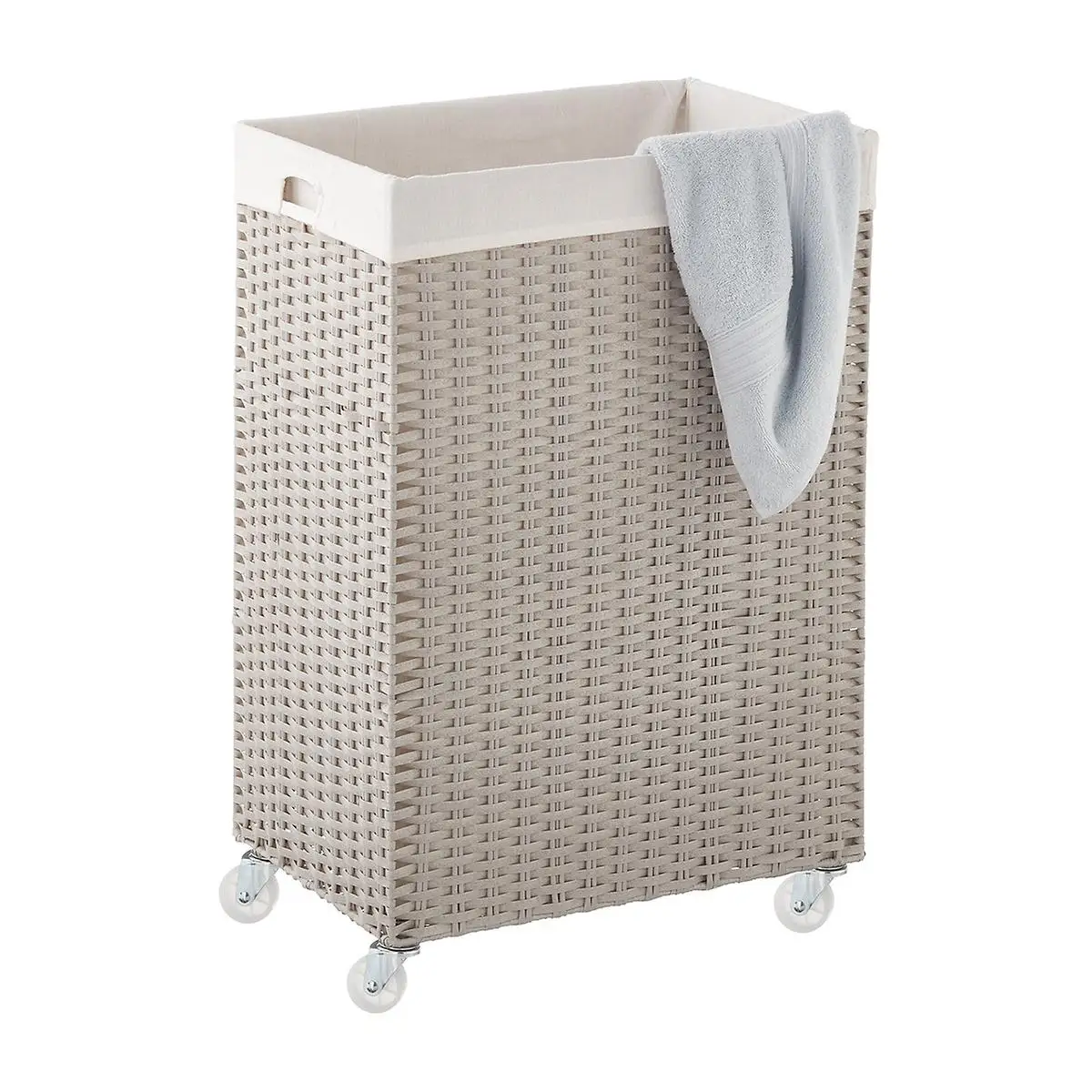 Large Montauk Rolling Laundry Cart Light Grey