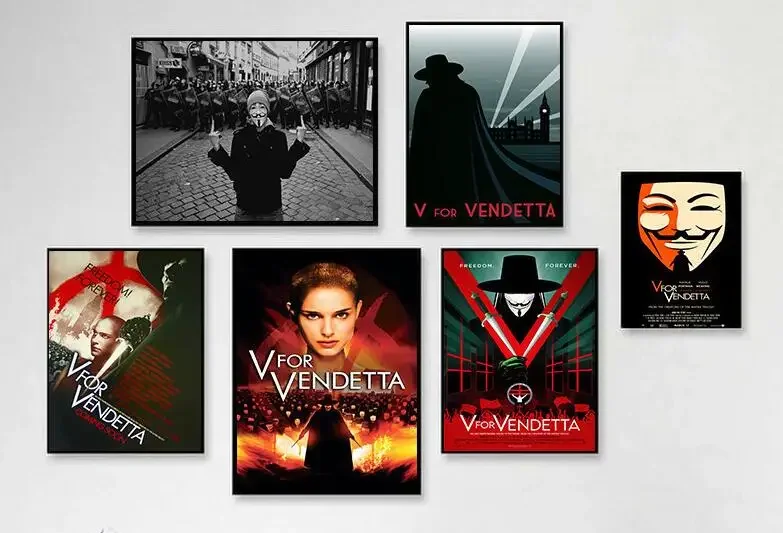 Classic Hackers Movie v for Vendetta, Print Art Canvas Poster For Living Room Decor, Home Wall Picture