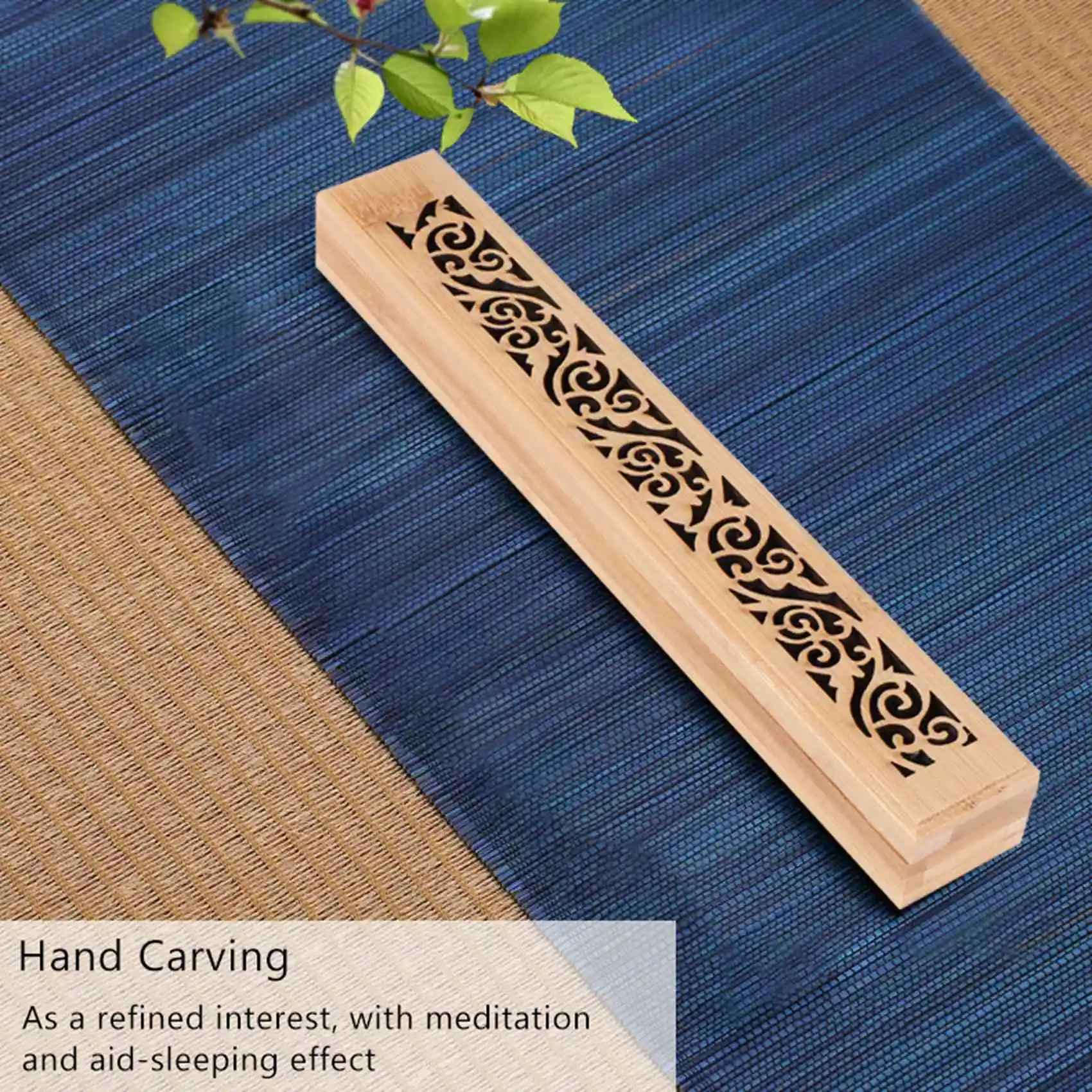 Bamboo Incense Burner Hand Carving Hollow Stick Incense Plate Holder Stick Box Lying Censer For Home Decor Living Room