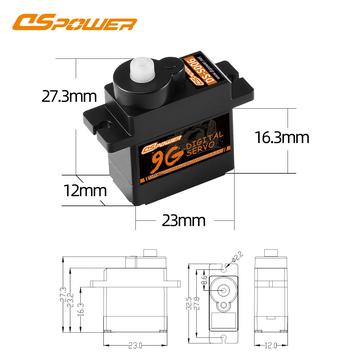 DSPOWER 9g 12g マイクロデジタルサーボ プラスチック/メタルギア 4.8~6.0V DC RCミニカー 飛行機 ヘリコプター ロボット Wltoys アキシャルパーツ用