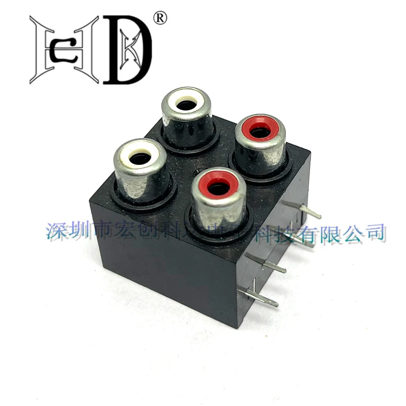 2pcs Avsame Core Socket Eight Legs RCA Seat Four-Hole PCB Welding Audio and Video Interface AV4-8.4-13A Sealed