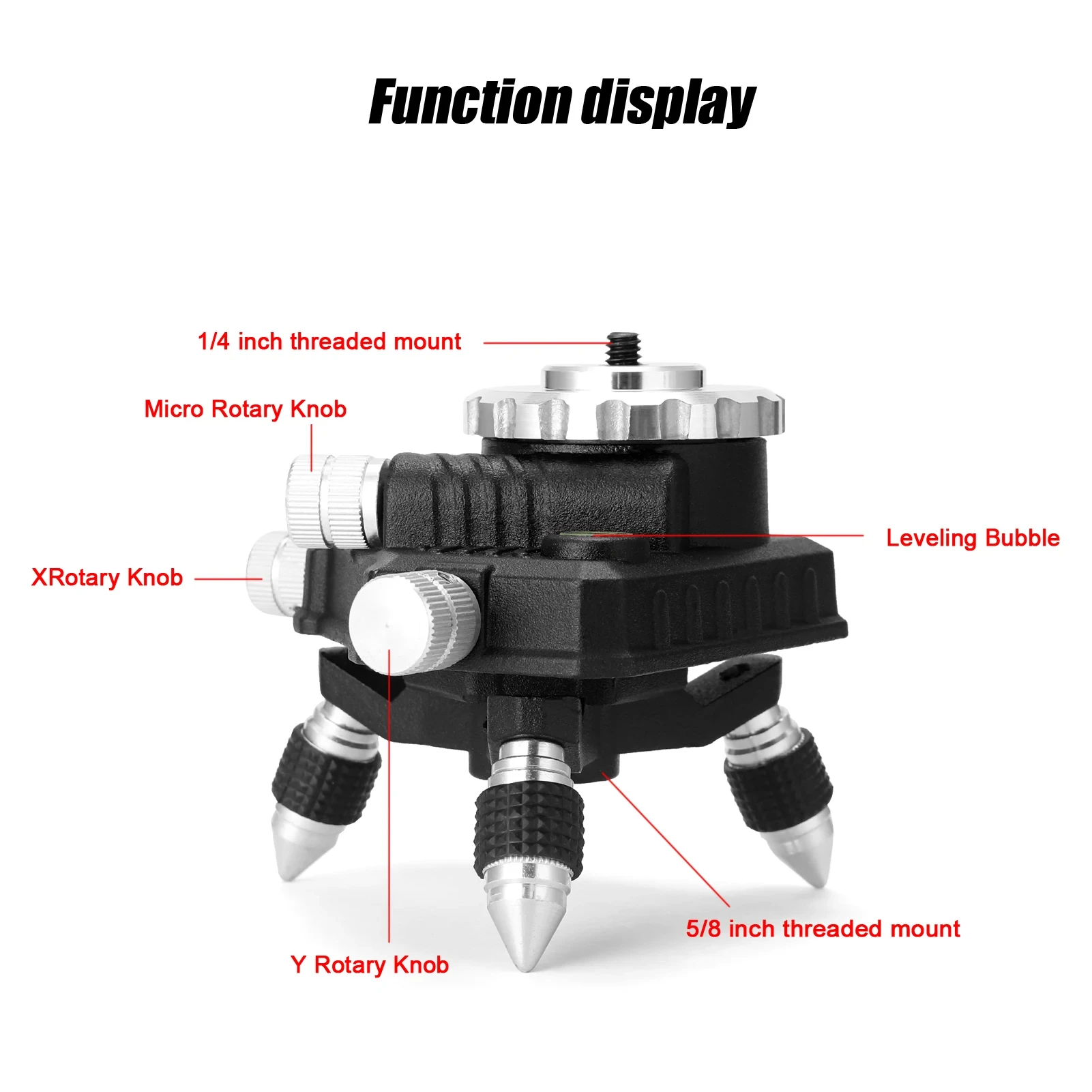 Tripod Stand for Laser Level 360° Rotatable Aluminum Alloy Bracket Base 1/4\'\' Interface Fine Adjustment Tripod Stand