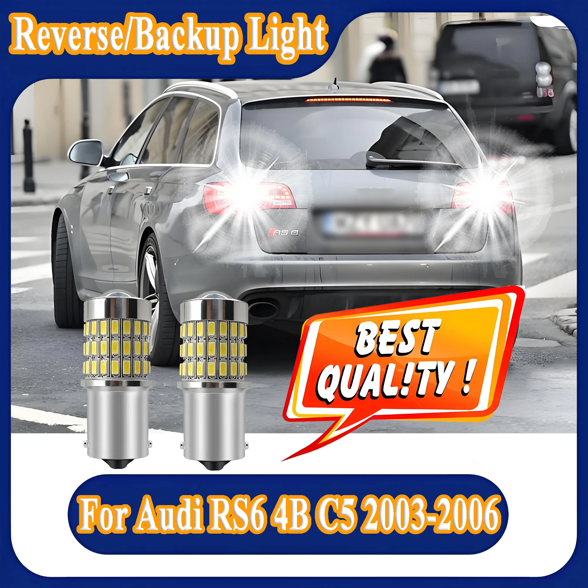 2PCS 1156 BA15S Projector Lens Light Canbus LED Reverse Light For Audi RS6 4B C5 2003-2005 2006 Super Bright Backup Back Up Lamp