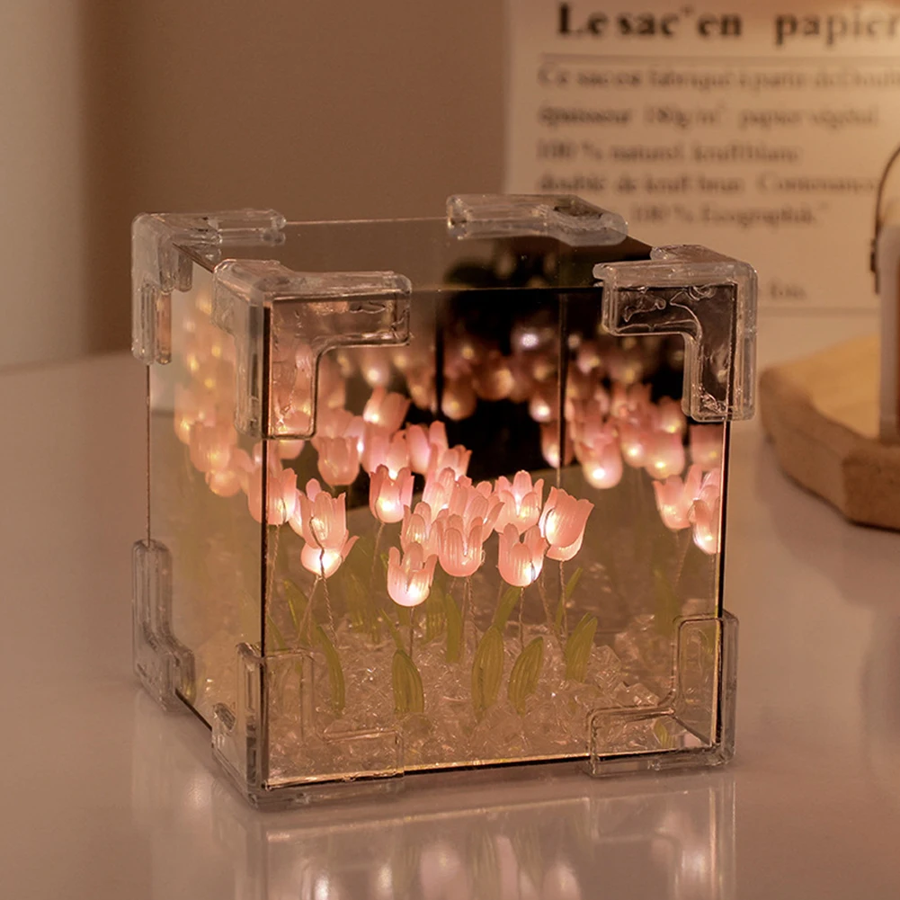 Flor de tulipa artificial luz noturna lâmpada de cabeceira lâmpada de mesa flor artificial presentes para mulheres mãe namorada
