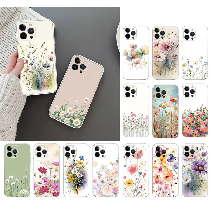 Wildflowers Phone Case For iphone 16 15 14 Pro Max 16 15 14 13 12 Pro 15Plus iphone 11